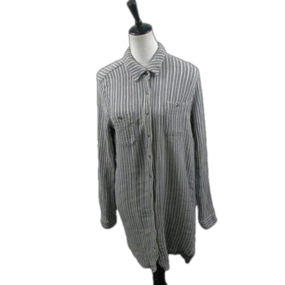 Vanilla Star Blue/White Stripe Cotton Shirt Dress Size Large
